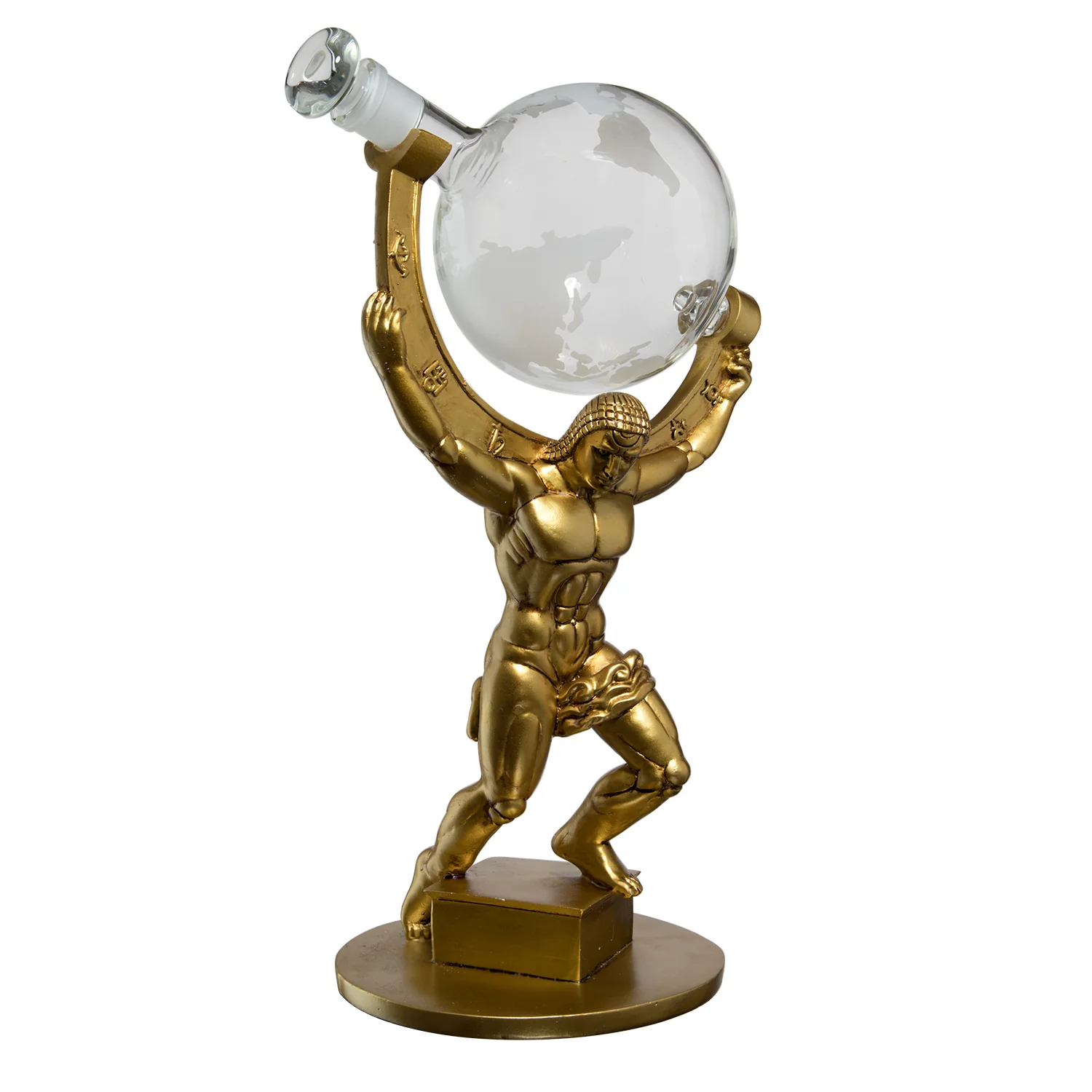 Atlas Bronze World Globe Whiskey Decanter Set - 15" Tall - With 2 World Glasses - For Whiskey, Scotch, Bourbon, Cognac and Brandy - 1000ml - By The Wine Savant - Atlas Decanter Whiskey - Image 5