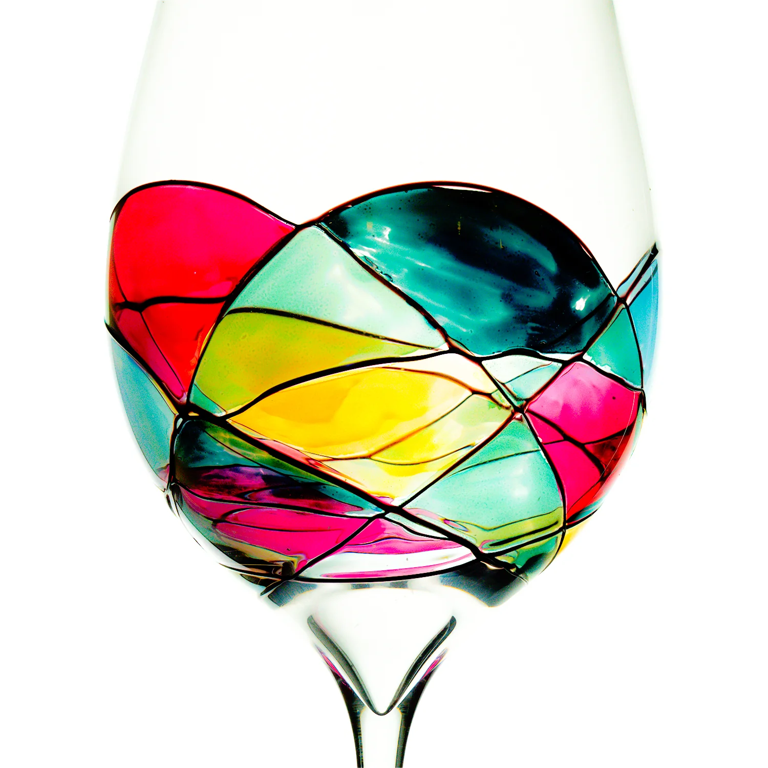 The Wine Savant Artisanal Hand Painted Renaissance Romantic Stain-glassed Windows Wine Glasses Set of 2 - Gift Idea for Her, Him, Birthday, Housewarming - Extra Large Goblets 29OZ (Stemmed) - Image 3