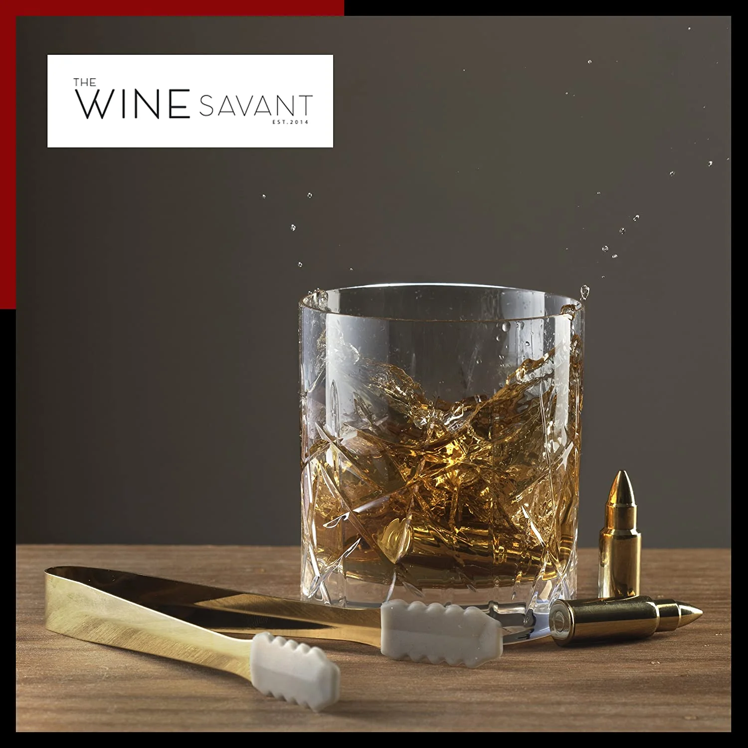 Bullet Whiskey Chillers Stones - 1.75in Whiskey Rocks by The Wine Savant Set of 6 - Stainless Steel Bullet Shaped Ice Cubes, Gift Box Come, Tongs and Storage Bag, Whiskey or Scotch Rocks (Gold) - Image 6