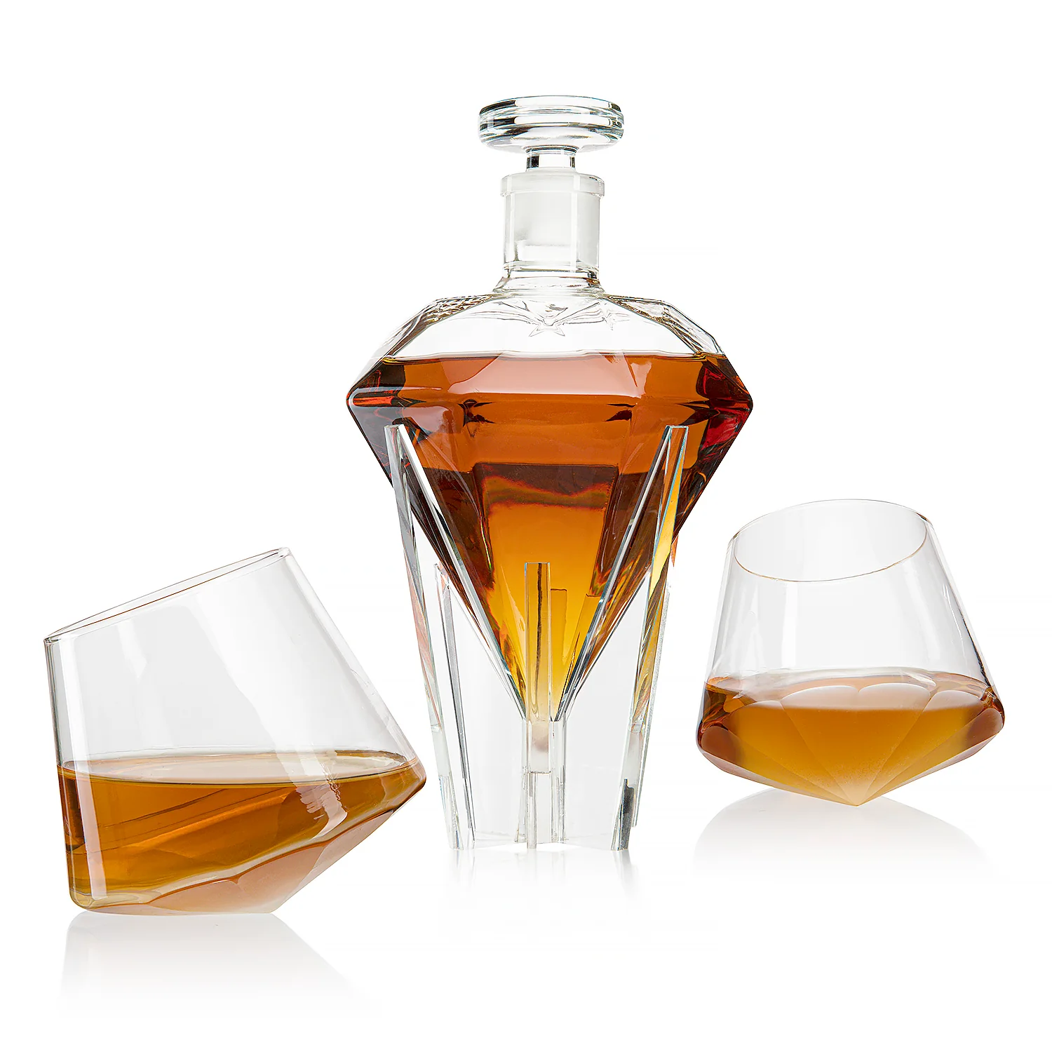 The Wine Savant Diamond Whiskey Decanter l With 2 Diamond Glasses Decanter Set, Diamond Wine Glass Holding Base With 2 Diamond Glasses Liquor, Scotch, Rum, Bourbon, Vodka, Tequila - Image 4
