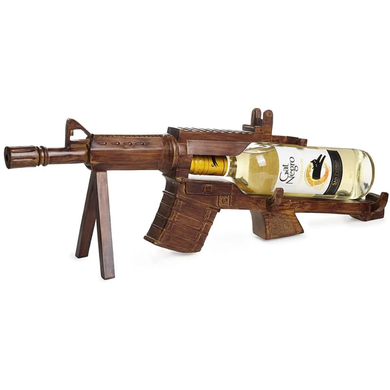 Gun AR15 Wine Bottle Holder 23" L - Gun Wine Bottle Holder - Great Gift for Gun Enthusiasts and Wine Lovers! Elegant Drinking Party Accessory! (Wood) - Image 4