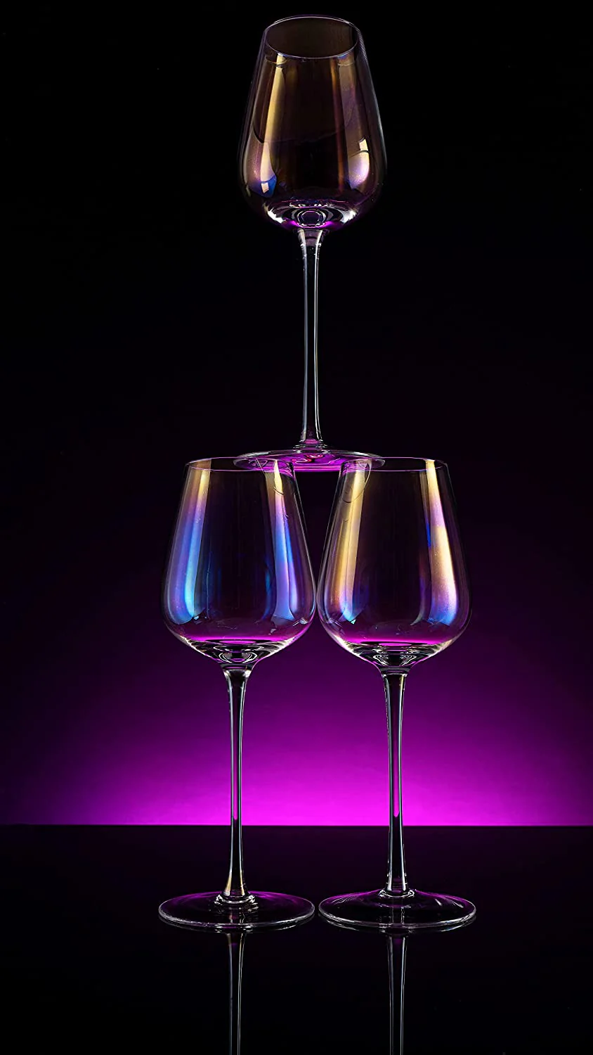 Iridescent Luster Large Radiance Wine Glasses - White Pearl Whimsy and Nostalgia Large Red Wine or White Wine Glass In An Elegant Gift Box - Image 6