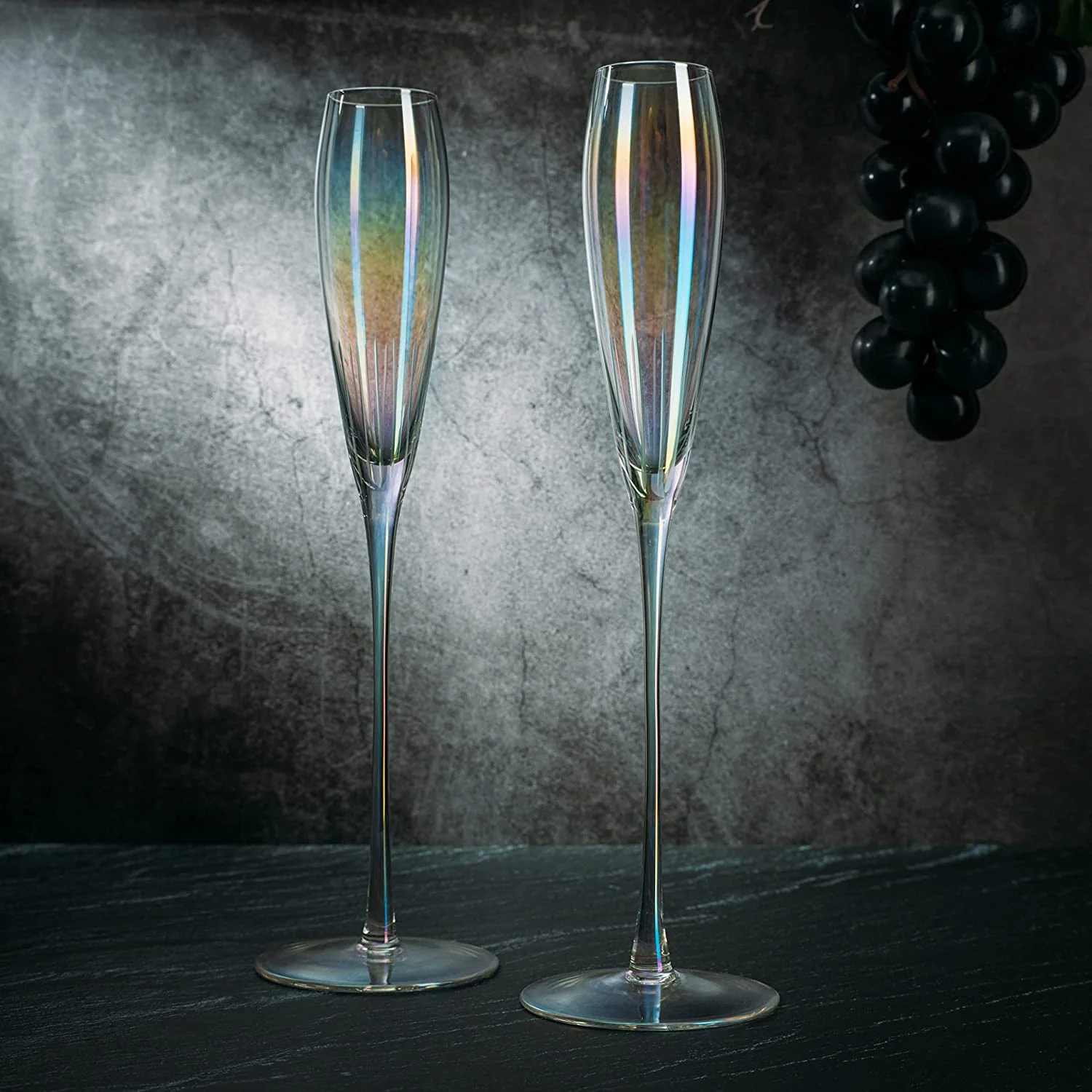 Parisian Performance Glassware French Paris Collection Crystal Pink Glasses, Red & White Wines - The Wine Savant - For Weddings Present Everyday Beautiful Gift Anniversary (Iridescent Champagne 2 set) - Image 4