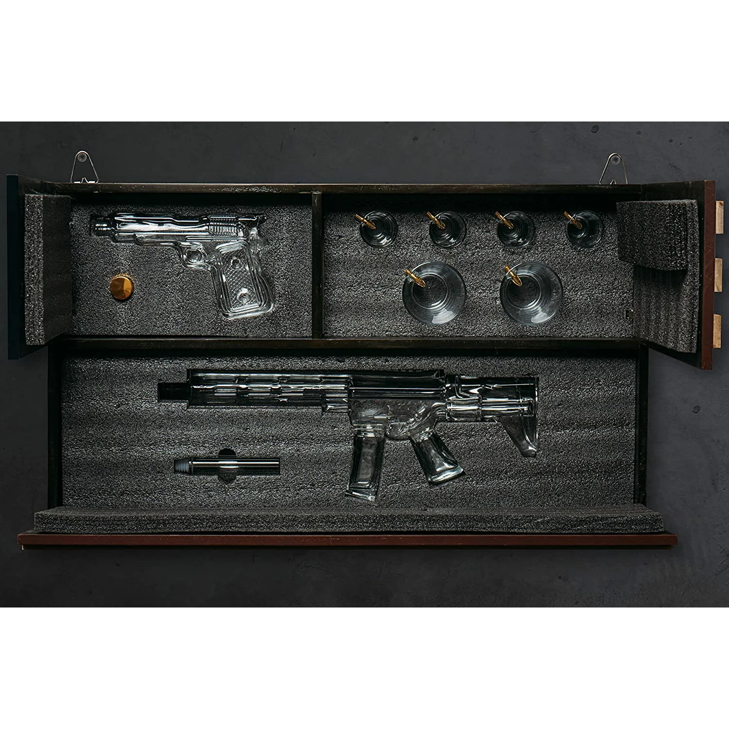 AR15 Whiskey Gun Decanter Flag Set - 1000ml Rifle & Pistol Set - Hanging Storage American Flag Gift Box & Bullet Glasses & Shot Glass, Great Gift for Army, Navy, Marines, Veterans & Gun Enthusiasts - Image 6