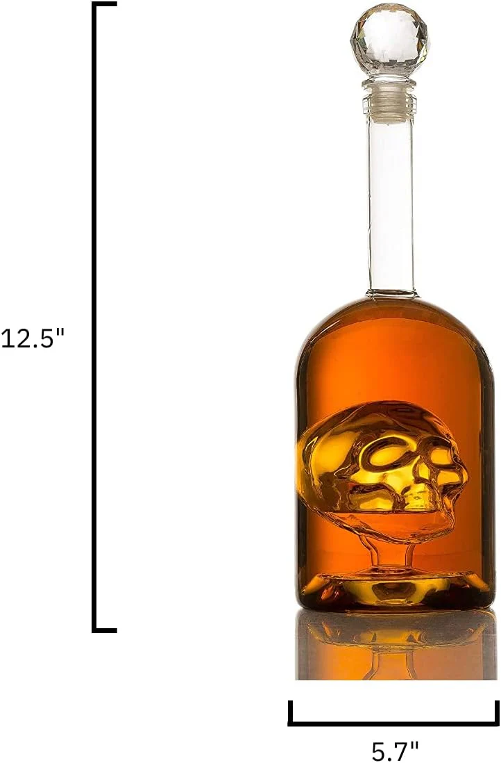 Skull Decanter in Bottler Skull Head by The Wine Savant 750ml, Skull Bottle Skull Face Enlarges with Whiskey, Tequila, Bourbon Scotch or Rum - Great Gift for Any Bar! - Image 5