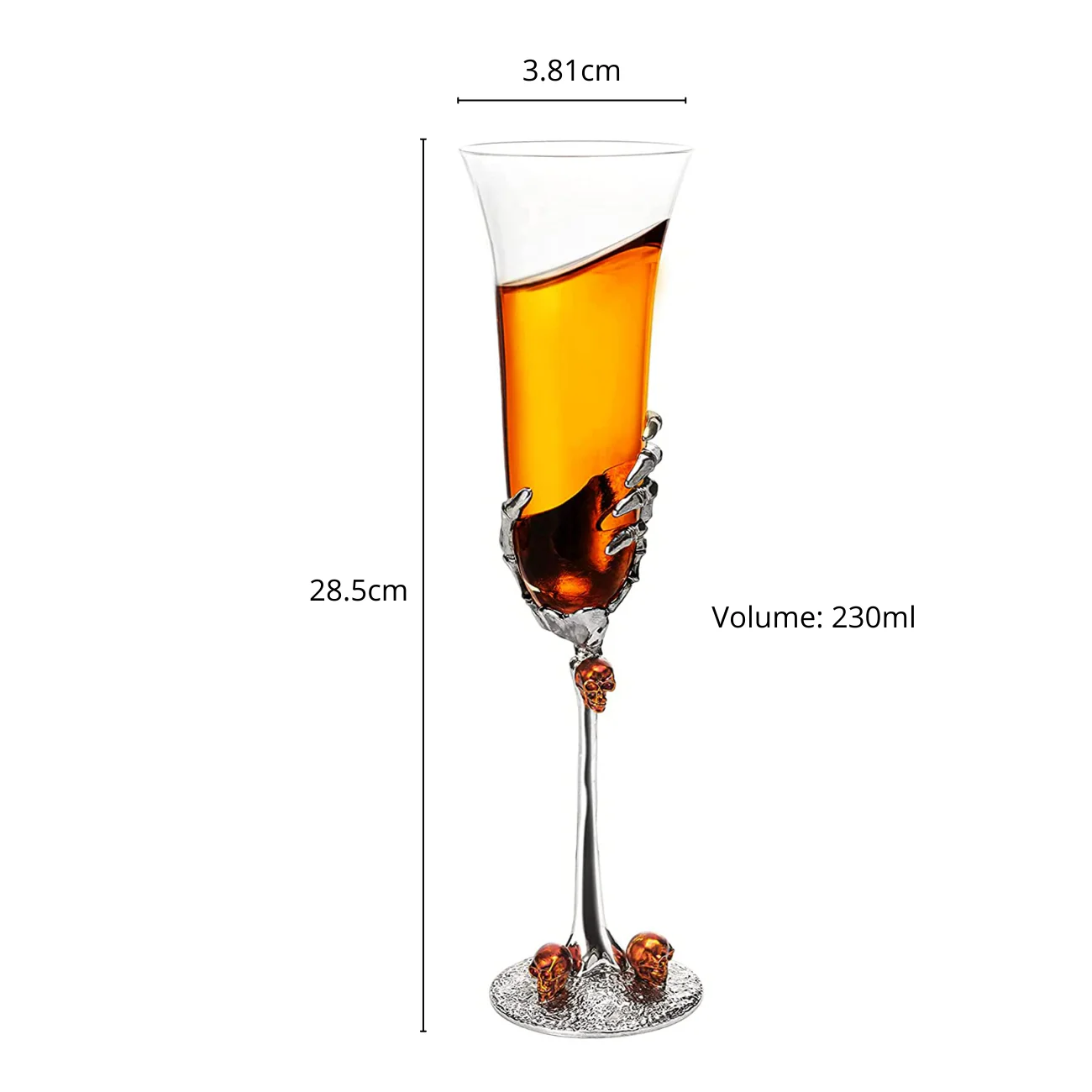 Stemmed Skeleton Champagne Glasses Set of 2 by The Wine Savant - 7oz Skeleton Glasses 9" H, Goth Gifts, Skeleton Gifts, Skeleton Decor, Spooky Champagne Gift Set, Unique Champagne Glasses, Perfect for Halloween Themed Parties! - Image 4