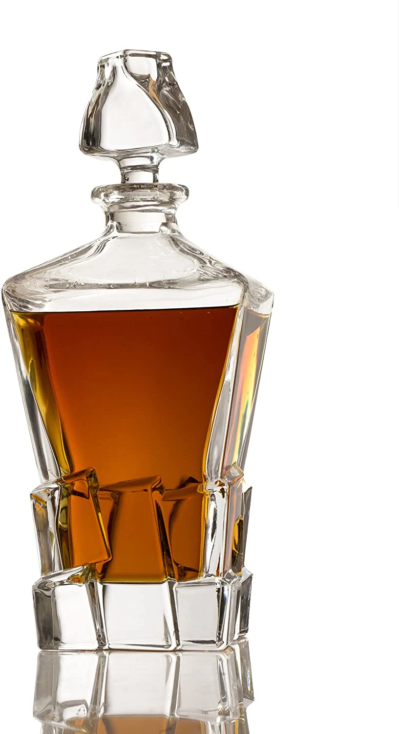 Crystal Wine and Whiskey Iceberg Mountain Glacier Decanter with 4 Glasses and Wood Tray - The Wine Savant - Image 5
