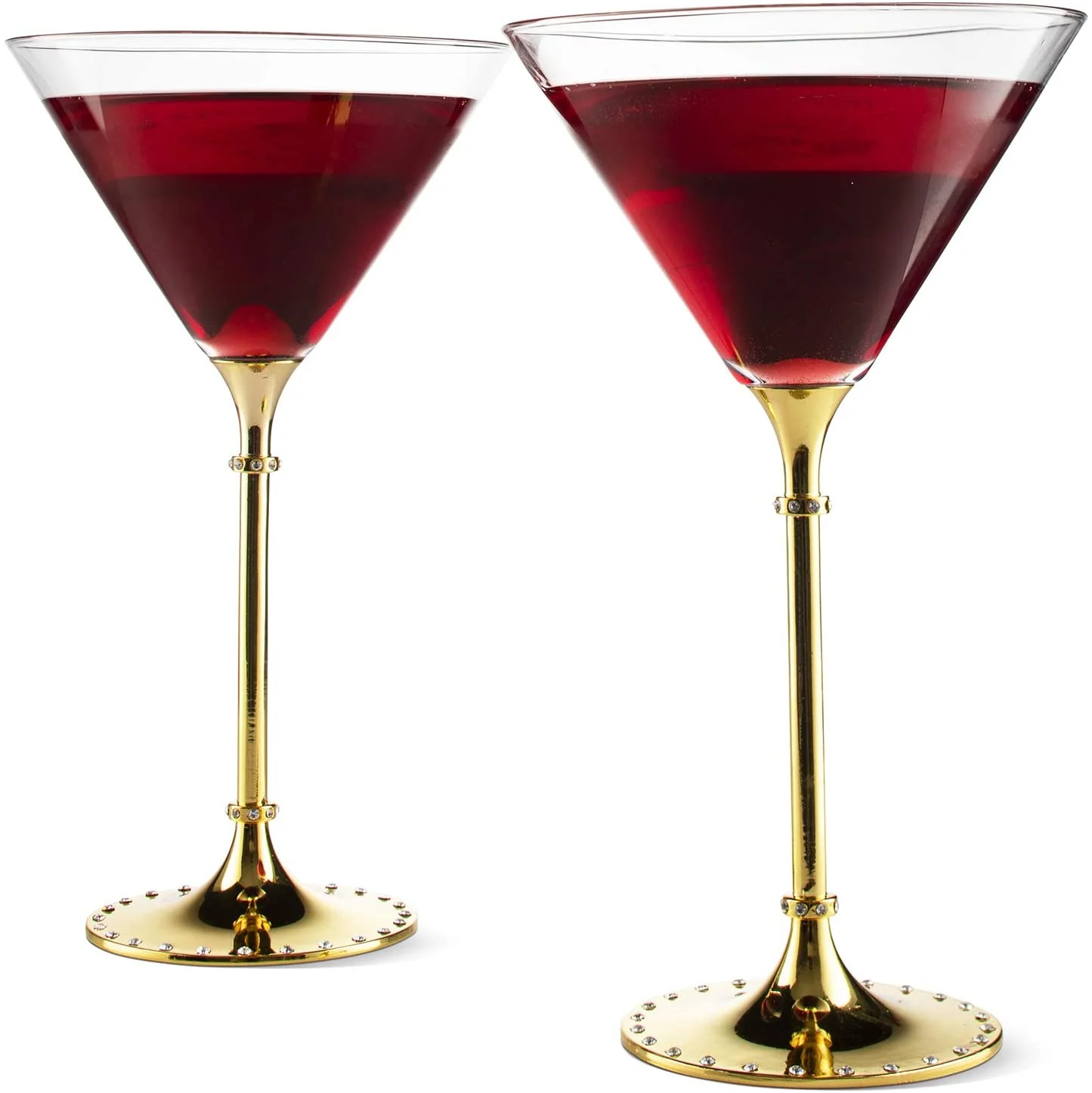 The Wine Savant Gold Cocktail, Martini & Champagne Glasses Rhinestone DIAMOND Studded, Cosmopolitan Elegant Crystal Glassware, Set of 2-10oz, 10" Tall Stem Sparkling Margaretta, Wedding, or Everyday - Image 4